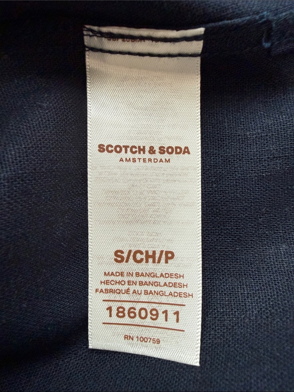 Scotch & Soda Men’s Structured Stripe Short Sleeve Shirt. Navy Blue. Size Small. - Picture 10 of 13